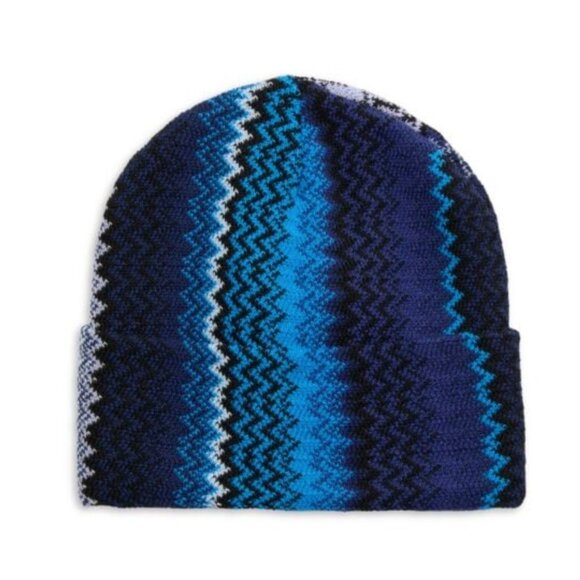 Missoni Zig-Zag Tonal Wool-Blend Beanie Blue - Picture 1 of 7